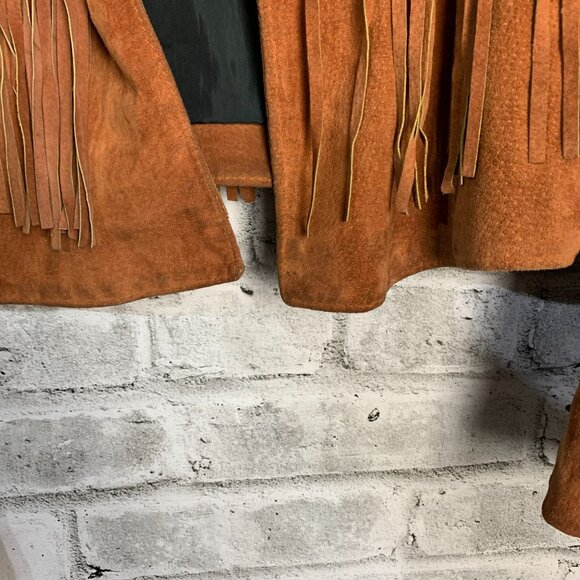 Vintage Suede Fringe Cropped Boho Chic Blazer Jacket - Picture 15 of 16